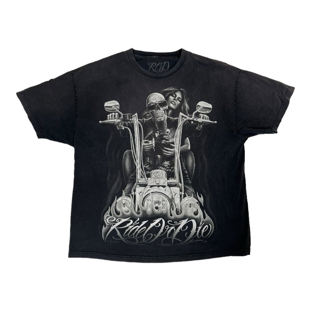 Vintage Ride or Die My Old Lady Motorcycle David Gonzales T-Shirt Size 2XL Y2K